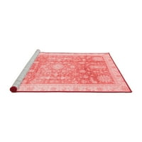 Ahgly Company Machine Pashable Indoor Round Oriental Red Modern Area Rugs, 4 'кръг