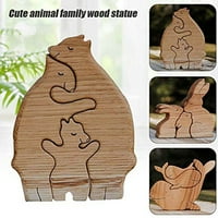 Комплект дървена статуя сладък лек траен ден на майките подарък за животни Скулптура орнамент за домашно бежово дърво