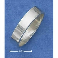 Sterling Silver Flat High Polish Wedding Band Ring - размер 14