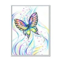 Дизайнарт' Иридисцентна Цветна Пеперуда ' Традиционна Рамка Платно За Стена Арт Принт