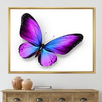 Дизайнарт 'синя и виолетова пеперуда' модерна рамка платно стена арт принт