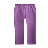 Капрез еластични панталони на талията Кльощави гамаши за малко дете ежедневни плътни цветни панталони Атлетични прави дъна на краката лилаво