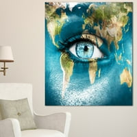 Art Planet Earth and Blue Eye - Abstract Digital Art Prant Print In. Широко инча високо - панел