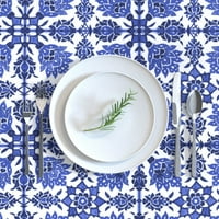 Памучна сатена покривка, 70 квадрат - плочка синьо бяло персийски марокански антични кобалтови плочки печат персонализиран спално бельо от масата от спонсор