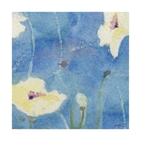 Изобразително изкуство 'бял Мак върху Светло синьо' платно изкуство от Шийла Голде