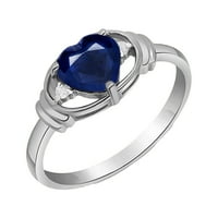 Galaxy Gold 1. CTW 14K бяла роза жълто твърдо злато Azul Heart Sapphire Diamond Ring