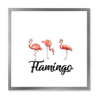 Дизайнарт 'Три Фламинго На Бяло'