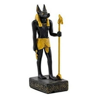 Топ колекция мини египетска статуя на Анубис - Ръчно рисувана владетел на скулптурата на кучето подземен свят със златни акценти колекционерска древна египетска фигурка
