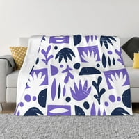 Хвърлете одеяло, абстрактни лилави листа за машинно миещи се одеяла за диван