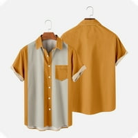Сияйни Тениски За Мъже клирънс мъже ежедневни твърди копчета плаж с джоб Вечерен къс ръкав риза блуза