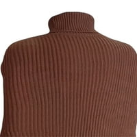 Хиригин женски разхлабени нос трикотаж, твърд цвят плетене без ръкави с висок пуловер за шал за висок врат