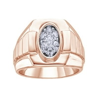 Бял естествен диамантен моден пръстен в 10к Розово злато