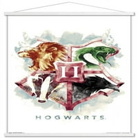 Светът на Wizarding: Хари Потър - Хогвартс Илюстрирана къща с гребена на къщи с бутални щифтове, 22.375 34