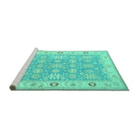 Ahgly Company Machine Pashable Indoor Round Персийски тюркоазено сини традиционни килими, 6 'кръг
