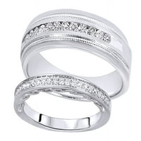 Кръгла изрязан бял естествен диамант неговата и нейната венчална халка пръстен в 14к Бяло Злато