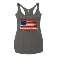 Wild Bobby, AS Star Flag God Family Country, Americana American Pride, Women Tri-Blend Racerback Tack Top, Premium Heather, X-Large