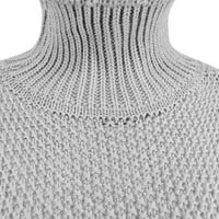 Женски есен за дълъг ръкав от рамото пуловер Небрежно плетено твърд пуловер с дълъг ръкав xxxl сиво