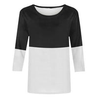 Buigttklop ризи с дълъг ръкав за жени Просверие плюс размер женски отпечатана разхлабена тениска в средна дължина ръкави блуза кръгла шия ежедневни върхове черни