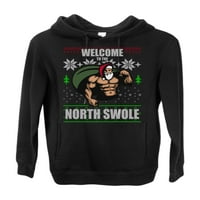Смешно Санта фитнес вдигане добре дошли на север грозния коледен пуловер Премиум Графичен суитчър с качулка, Черен, х-голям