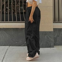 Товарни панталони жени торбисти прави панталони широки крак свободни ежедневни панталони