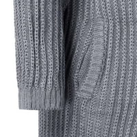 Есен есен зимен качулка суичър палто качулки за дъждовно яке за мъже небрежно солидно жилищно улично облекло с дълъг ръкав плетен пуловери над върхове сиво l