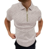 PUAWKOER HERRINGBONE PRINT BLUSE MENAL COLRAR Отхвърлете половата риза с цип ежедневни мъжки блуза Мъжки мода xl