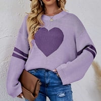 Вокос пуловери за Жени-Случайни пуловер на клирънс Дълъг ръкав Около врата хлабав Дамски пуловери върхове Лилаво размер хл