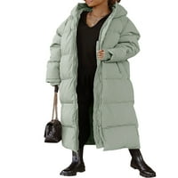 Истински деца жени пухкаво палто с качулка дълго зимно яке леко ватирано тънко топло подпухнало изолирано зимно палто