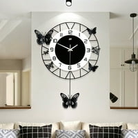 3D часовници за пеперуди черни бял часовник за стена за циферблат минималистични орнаменти