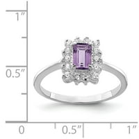 Бели стерлинги сребърни пръстени Gemstone Cubic Zirconia CZ Amethyst Purple